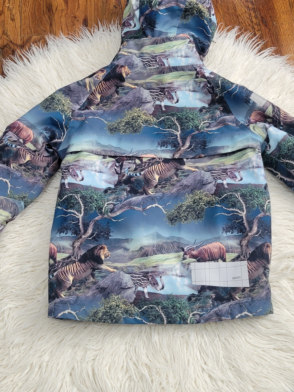 Molo Kids Blue Woodland Print Hooded Jacket - Picture 9 of 14